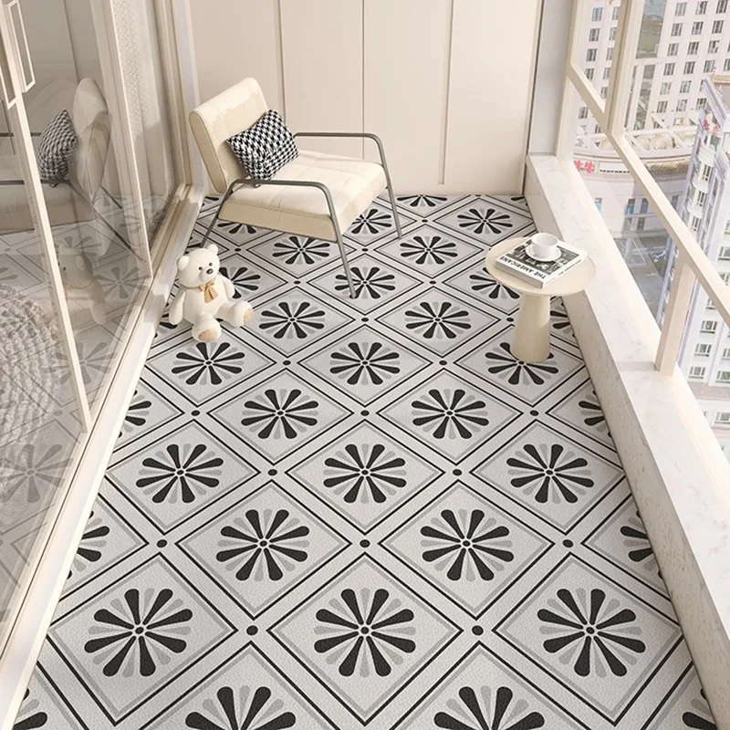 Balcony Foot Mat Home Decorative Kitchen Floor Mats Waterproof Anti-slip Rug PVC Leather Rug Sun-proof Oil-proof Ковер 러그 Tapis 2