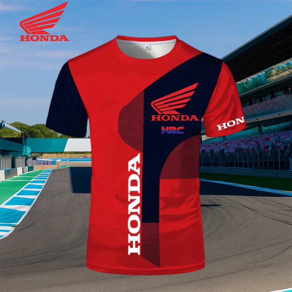 혼다 레이싱 팀 남자 여름 오토바이 티셔츠 빠른 건조 통기성 짧은 소매 바이커 스포츠웨어 저지 라이딩 및 야외