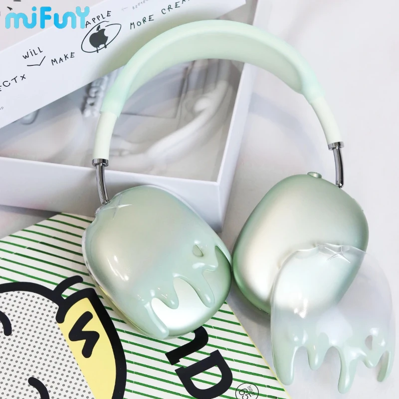 

Mifuny Airpods Max Case Cover Liquid Gradient Green/black Design Resin Printing Suitable for Airpods Max Headphone Accessories
