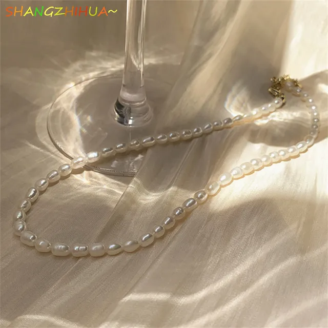 Europe and the United States popular light luxury baroque wind natural pearl necklace, stylish women's necklace temperament F