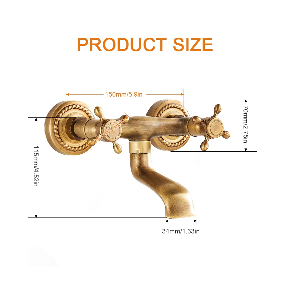 صنبور مطبخ نحاسي عتيق، خلاط مياه ساخنة وباردة، صنب...