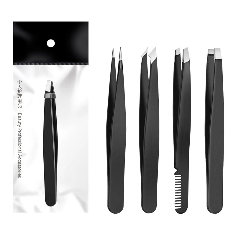 

Tweezers For Eyebrows Black for FACIAL Hair Tweezers Stainless Steel For Women