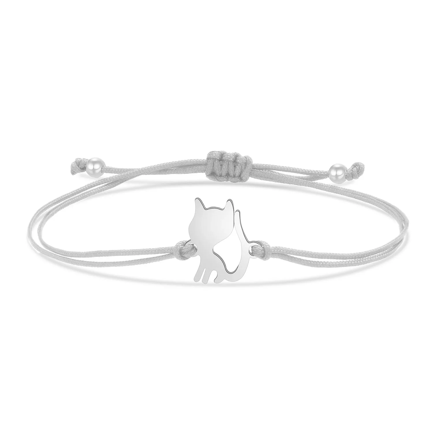 Gold-plated Stainless Steel Delicate Polished Cute Cat Charm Bracelet Women Fashion Red String - PeticaDeals