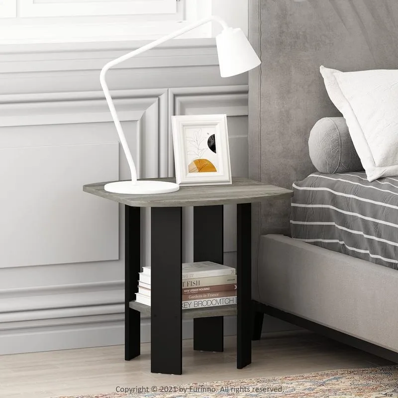 Furinno Simple Design End/Side Table, French Oak/Black,Cheap Furniture
