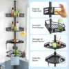 Corner Shower Caddy Tension Pole: Quick Installationr Rustproof Bathroom Organizer Shelves 5