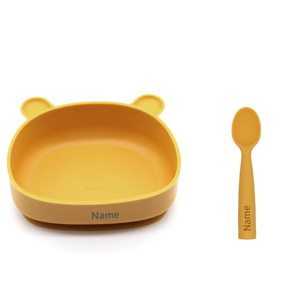 Silicone Tableware Set Waterproof and Easy to Clean Free Name Engraving Creative Gifts Customized for Babies