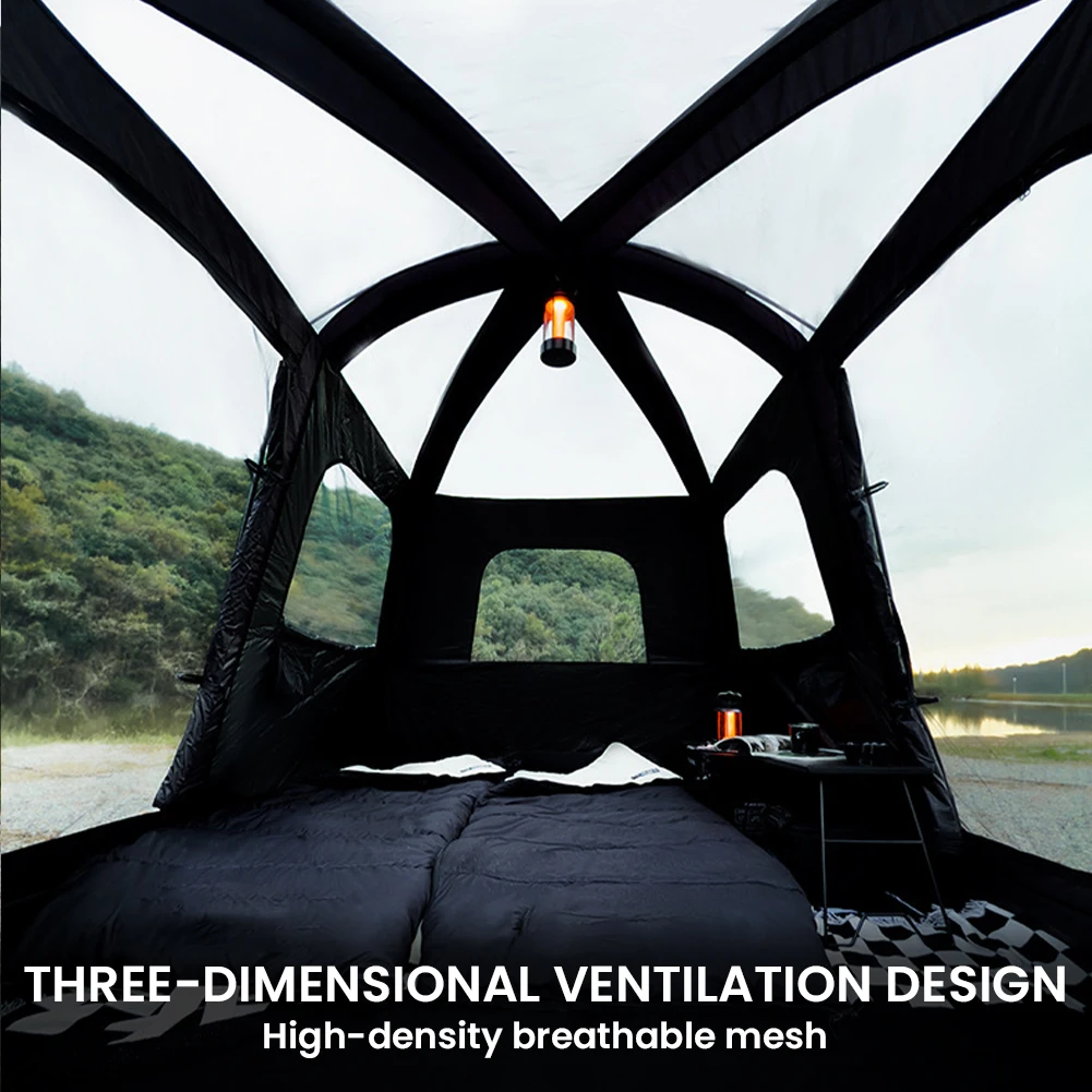 BLACKDOG Shanting 6.8 Quick Set Up Hut Tent 150D Titanium Black Silver Sunscreen Rainproof PU5000+mm Easy Build 1 Room 3 Living