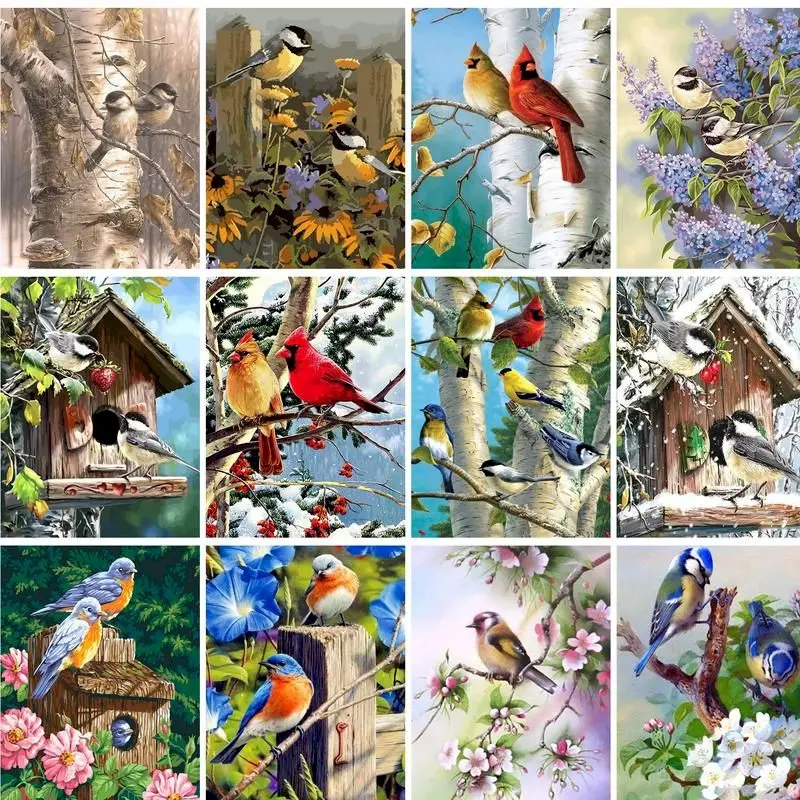 Description Picture 2 of itemGATYZTORY Paint By Number Animals Birds Drawing On Canvas DIY Pictures By Numbers Landscape Kits HandPainted Painting Art Gift