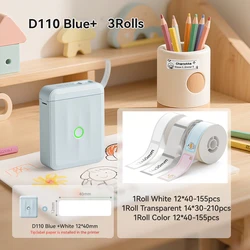 Portable Thermal Label Printer - Smart Mini Label Maker for Home, Office, Kitchen, and School Use (Blue - Mix - 3R)