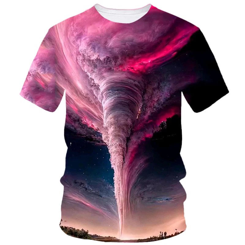 Tornado Mushroom Cloud Natural Landscape 3D Printed Summer T-Shirt Da Uomo Creative Harajuku Personality New Casual Loose Clothing