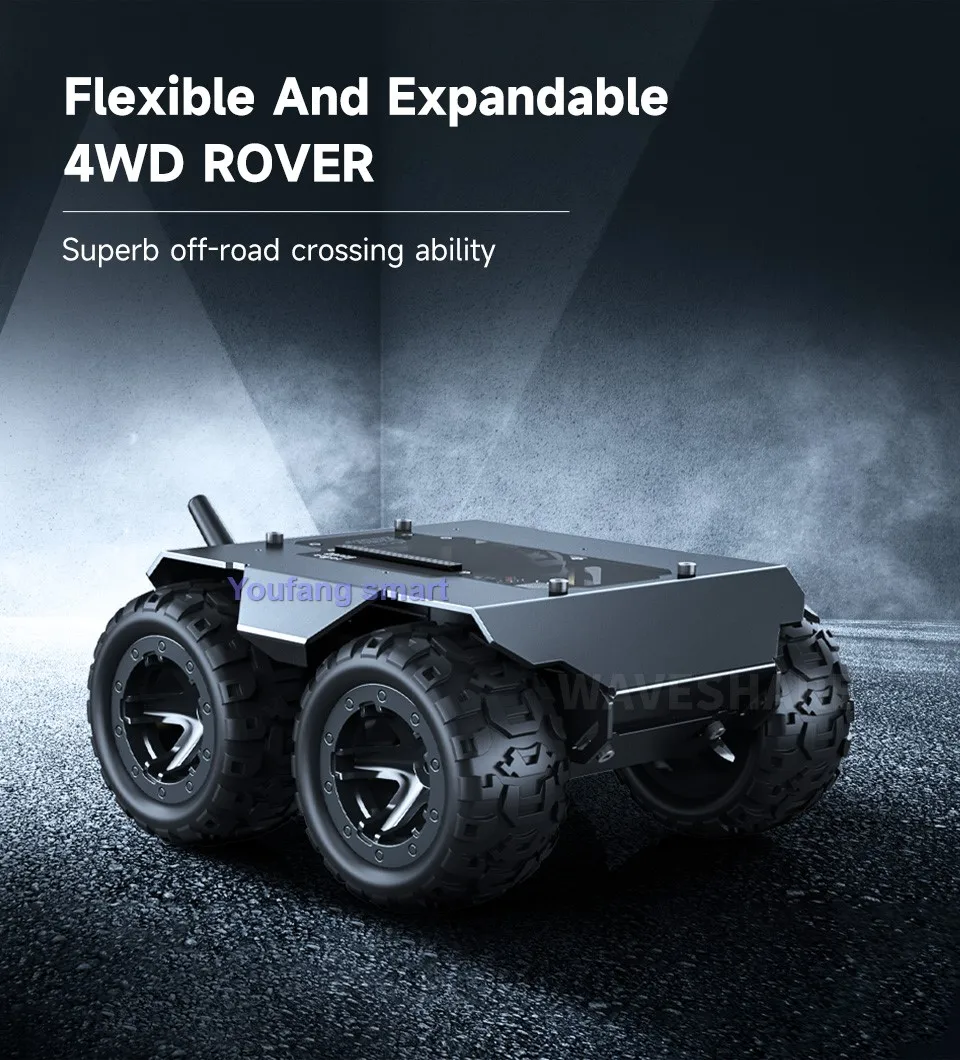4WD Full Metal Robot Car with Rubber Wheels 0.91-inch OLED Flexible Mobile Robot Car For ESP32 Onboard Programmable Kit