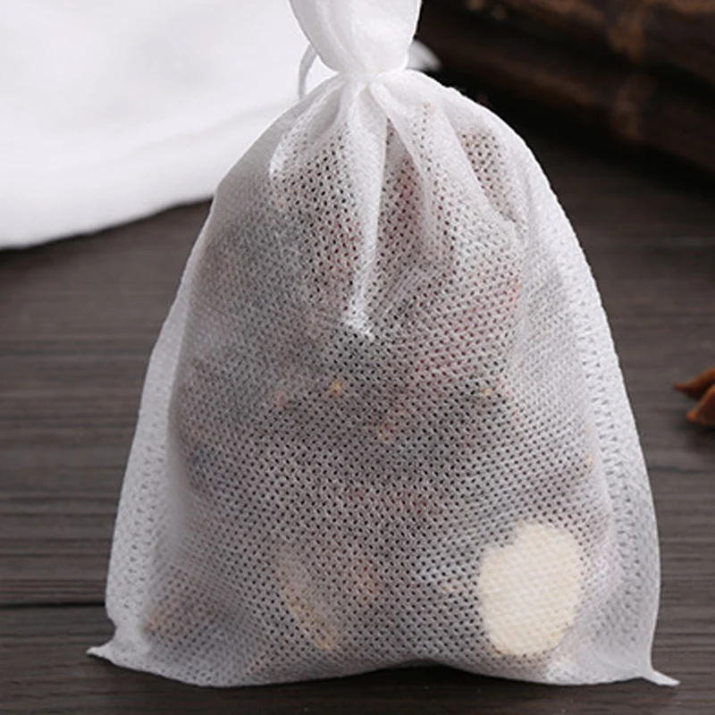 

100pcs Disposable Tea Bags Big Size Empty Pocket Drawstring Bag Non-woven Fabric Filter Bags Kitchen Accessories Supplies Tools
