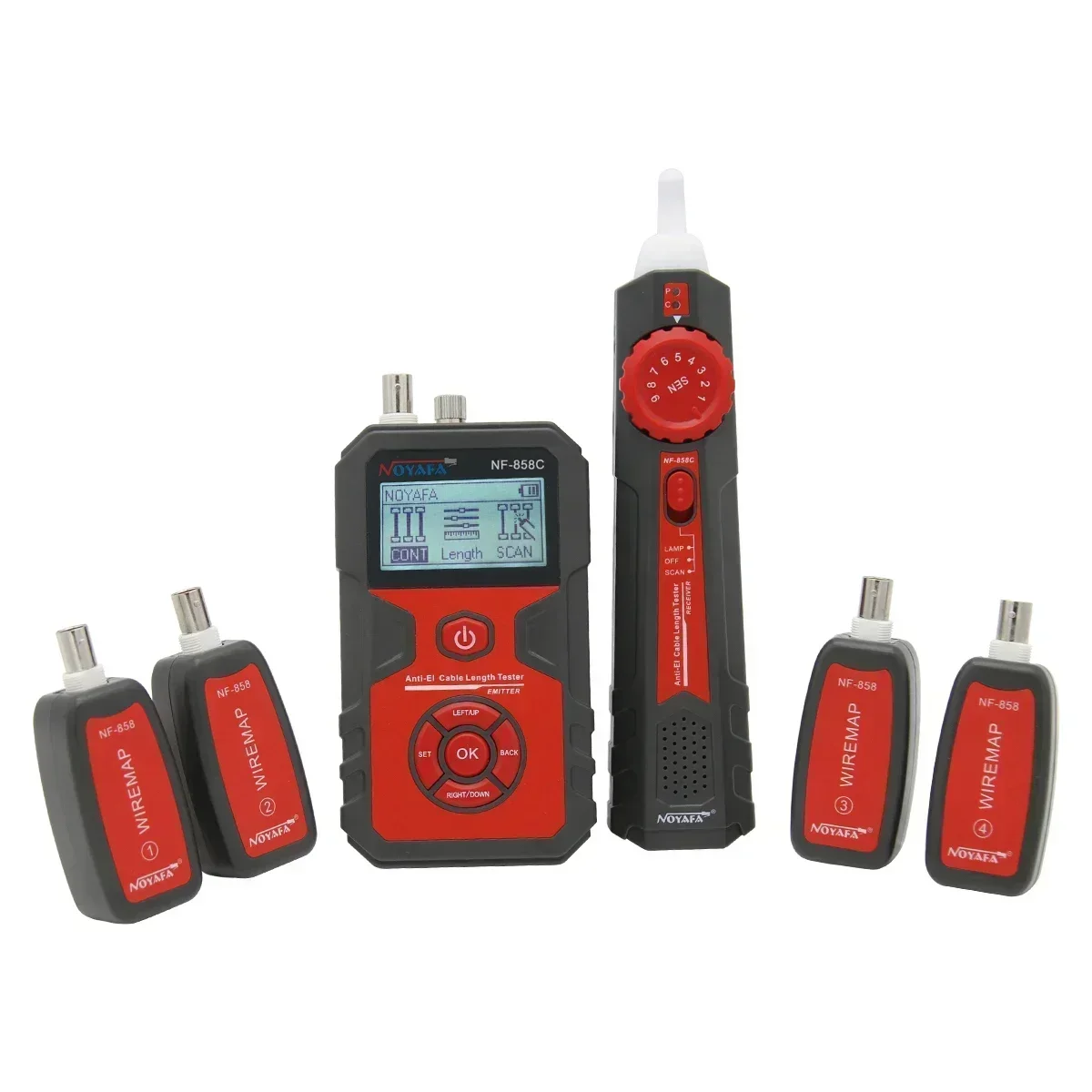 ZHOUCE NF-858C Network Cable Tester Portable Cat 5 Cat 6 RJ11 BNC Cable Finder Measuring Length and Breakpoints with Light