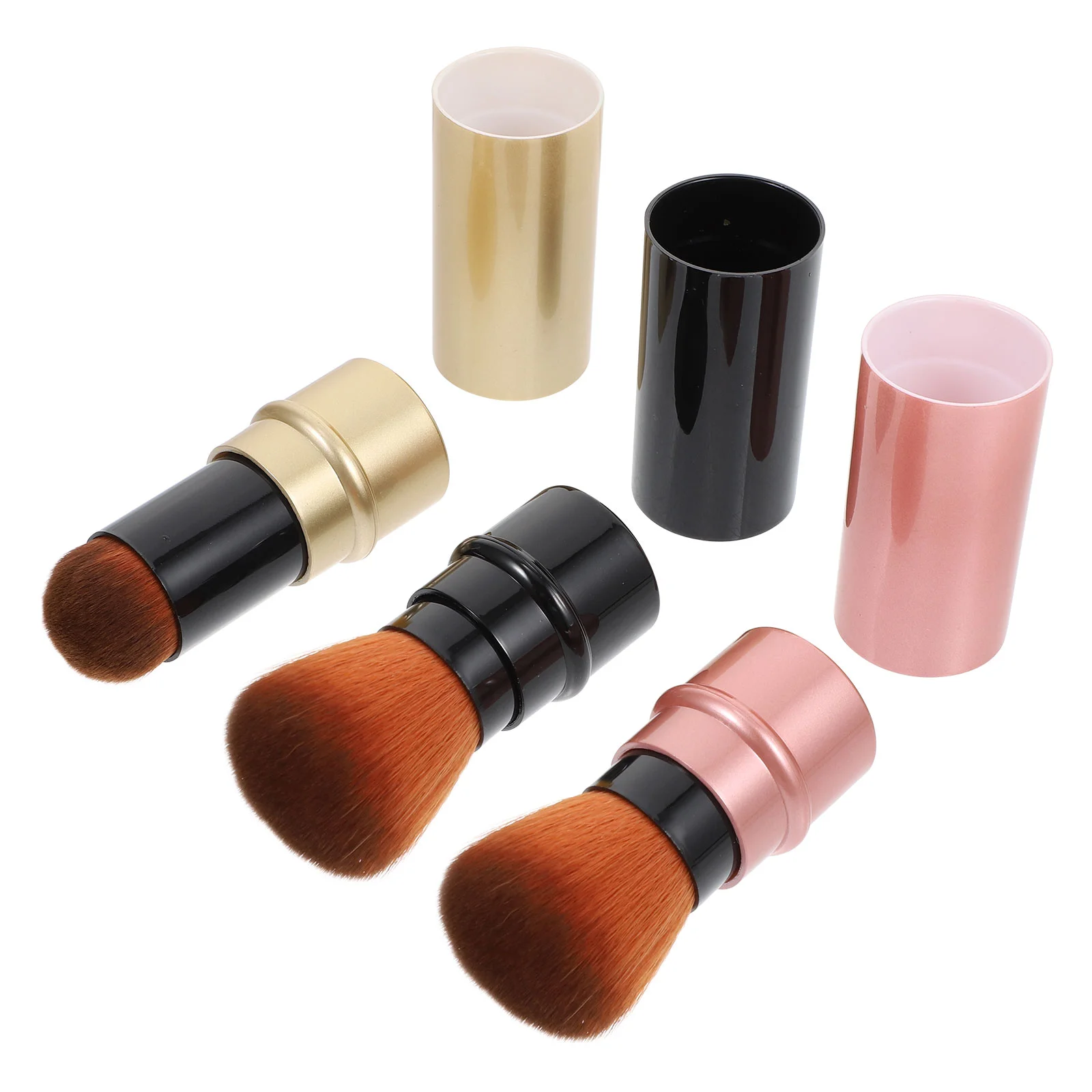 

3Pcs Portable Female Makeup Brush Loose Powder Telescopic Blush Brush Brush