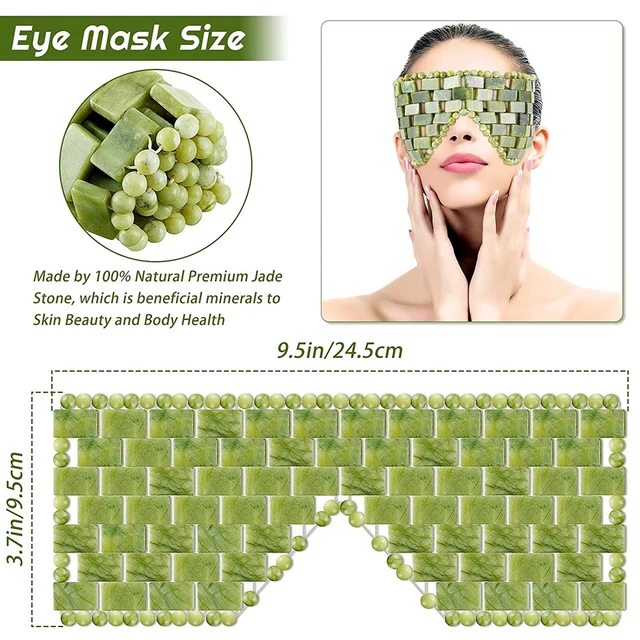 Natural Jade Eye Mask Cooling Sleep Eye Mask Cold Therapy Facial SPA Anti Aging Puffiness Blindfold