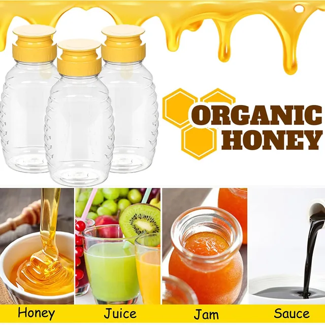 8oz Clear Plastic Honey Bottles,Squeeze Honey Bottle Container Holder with Flip Lid for Storing and Dispensing honey jar 6