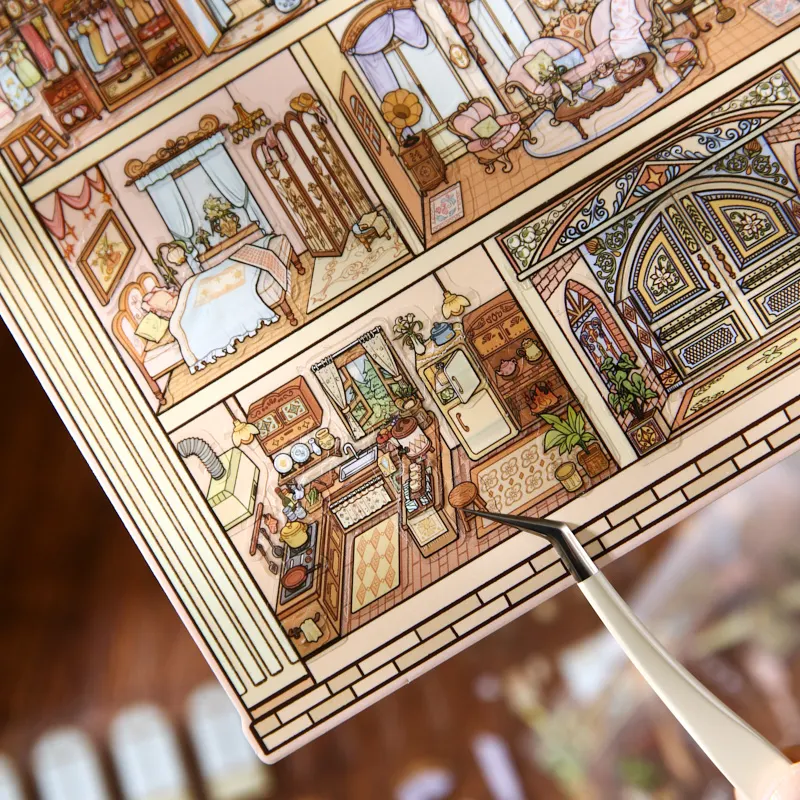 유럽풍 빈티지 미니어처 장면 스티커, 학생, 문구 및 공예 애호가 필수품, 수집에 좋습니다