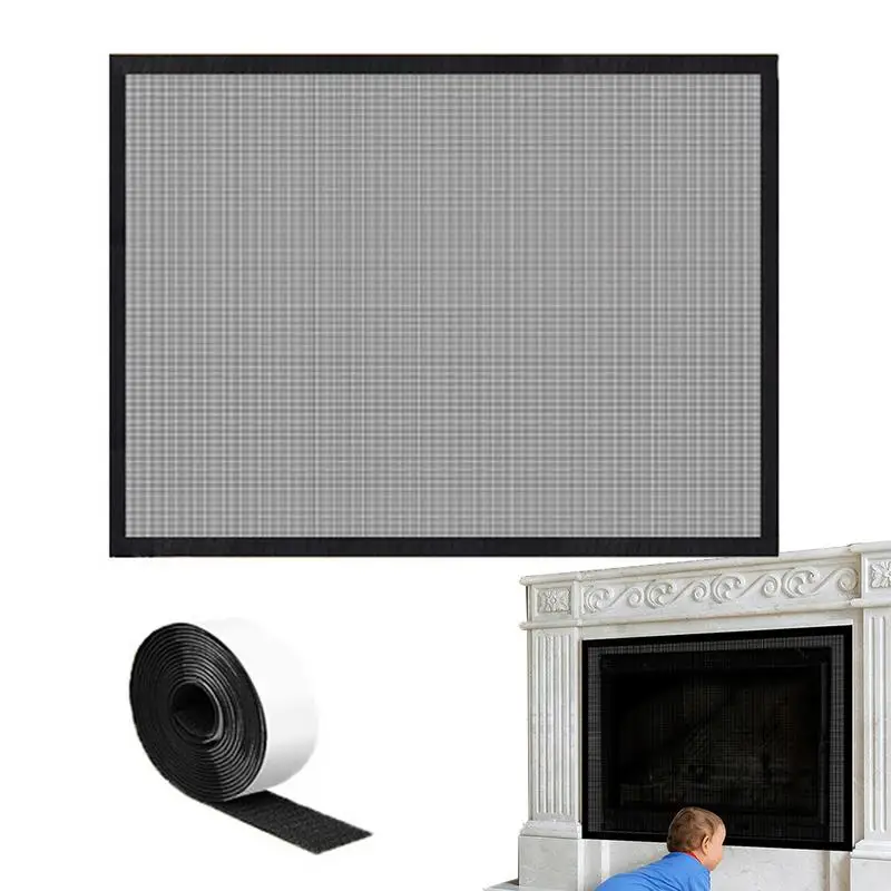 

Fireplace Screen Safety Doors Mesh Screen Cover For Fireplace PVC Mesh Fabric Fireplace Protection Supplies For Brick Marble And