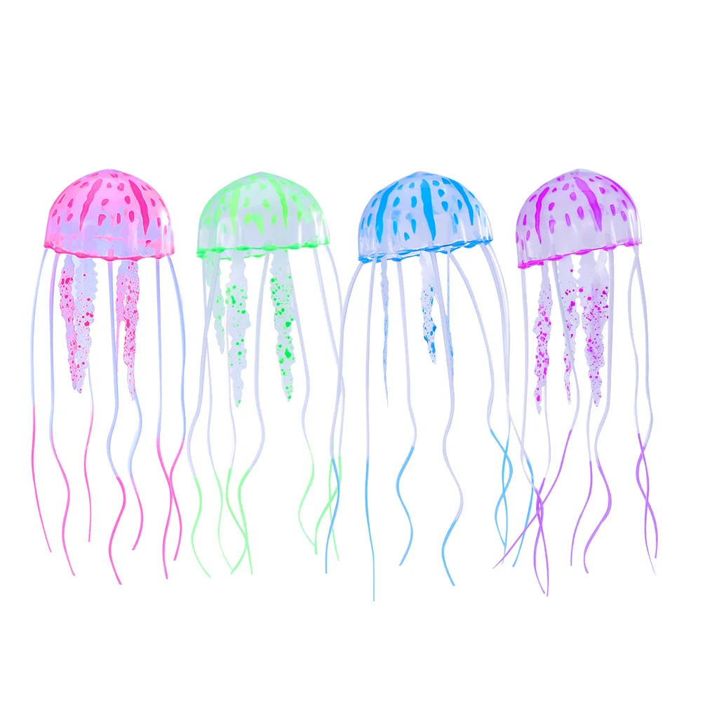 

for Tank- 4Pcs Glowing Silicone, Artificial Aquarium Decoration for Tank Ornaments ( )