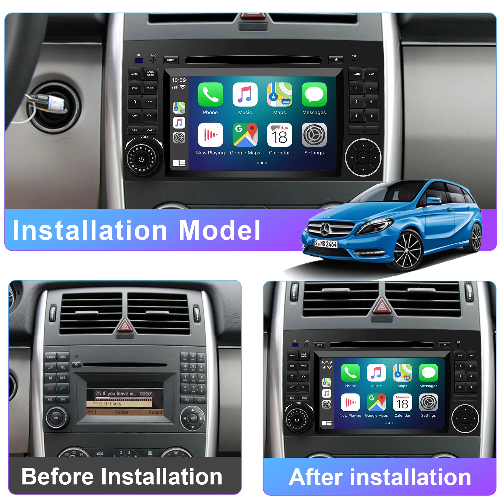 7'Android Car Radio for Benz W169 W245 B16 B170 B180 B200 W639 Vito Viano W906 M