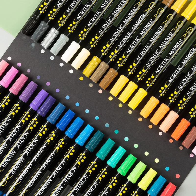 

60 Colors Acrylic Paint Marker Pens Extra Fine And Dots Tip, For Rock Painting, Mug, Ceramic, Glass Wood, Fabric,Canvas,Metal