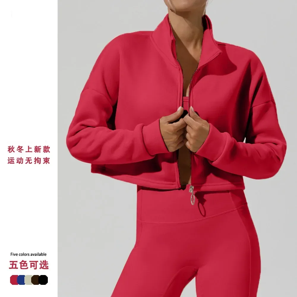 

Outdoor Sports Long Sleeved Hoodie For Women's Autumn And Winter Standing Collar Loose And Thickened Warm Casual Zipper Jacket