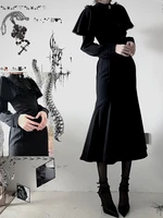 Robe plissée en dentelle noire, Streetwear, Vintage, Patchwork, Grunge Y2k, esthétique, gothique, Harajuku, moulante, avec nœud 4