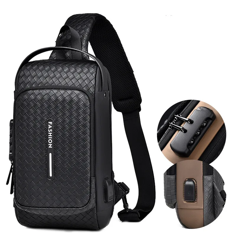 

Men Anti Theft Chest Bag Shoulder Bags USB Charging Crossbody Package School Short Trip Messengers Bags Men's Oxford Sling Pack