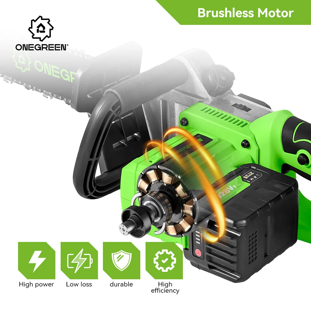 ONEGREEN 8000W 16Inch Brushless Electric Chainsaw Cordless Battery Pruning Saw Woodworking Power Tools For Makita 18V Battery 4