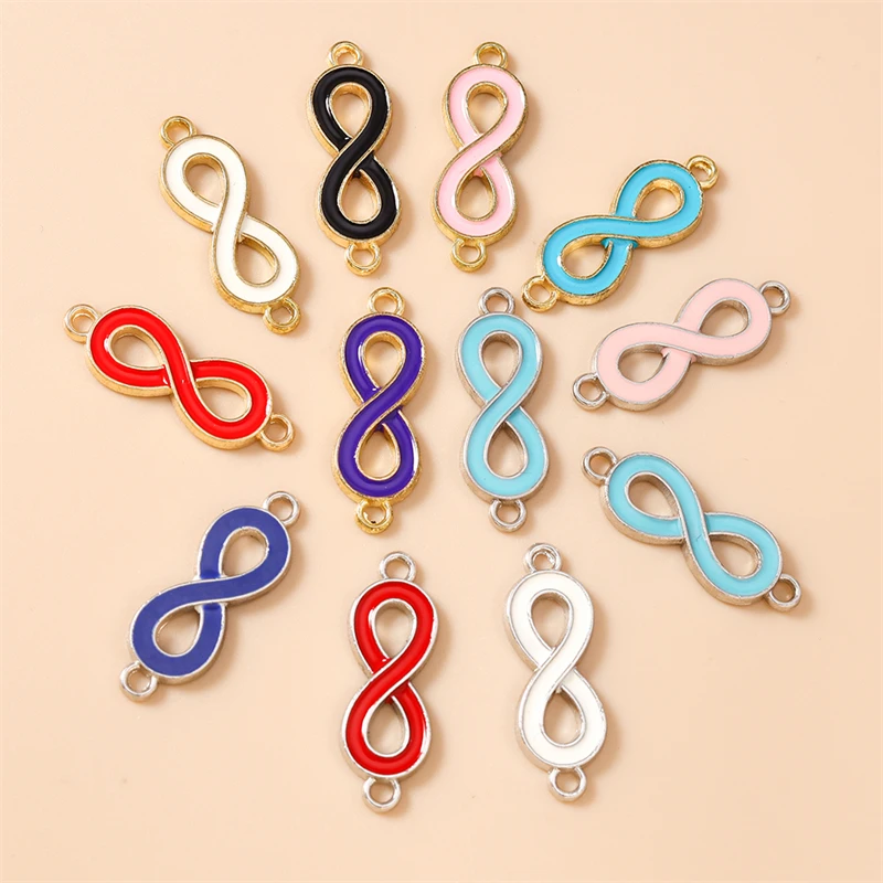 20 Stück 10 x 27 mm niedliche bunte Emaille-Infinity-Symbol-Anhänger-Verbinder für die Schmuckherstellung, Armbänder, Halsketten, DIY-Bastelbedarf – Detail 4