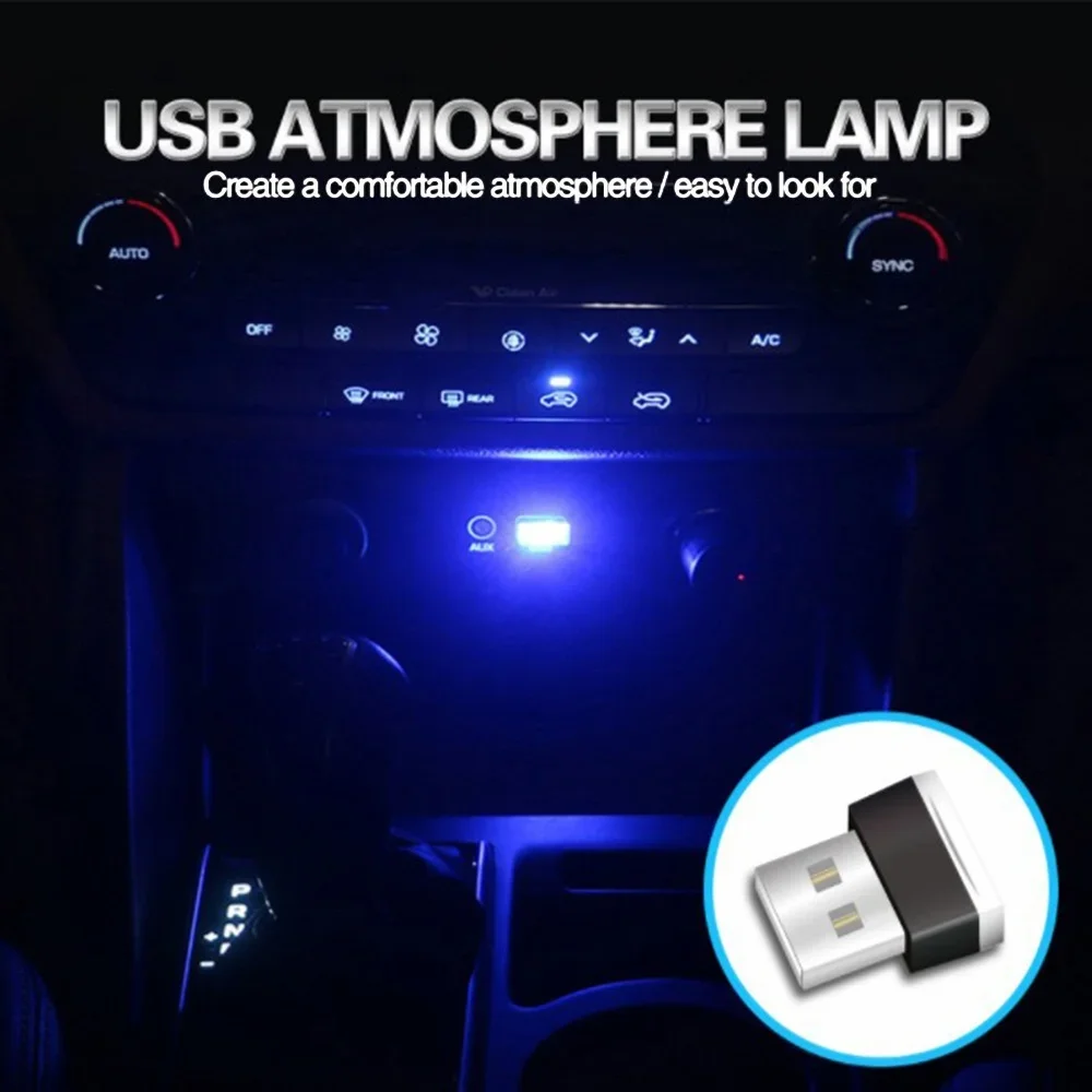 STONEGO 1PC Mini USB LED Car Light Auto Interior USB Atmosphere Light Plug  And Play Decor Lamp Emergency Lighting USB Lamp