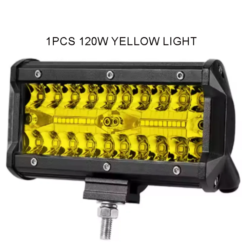 High-Performance Yellow LED Work Light - 120W 3000K Sunlight Effect for Vehicles