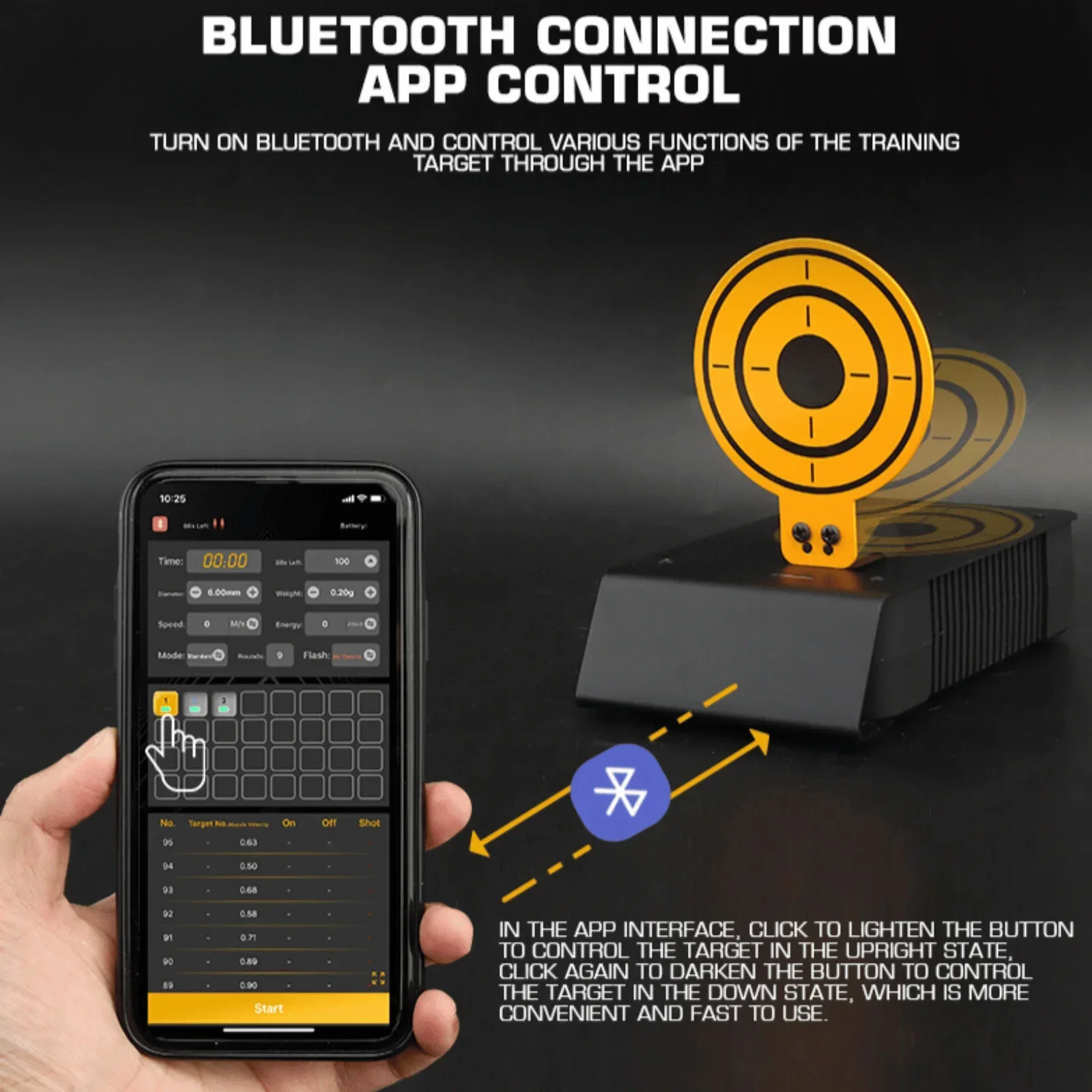 Wireless Training Target with Rechargeable Lighting Mode, Multi-Point Connection, Data Synchronized for Hunting Shooting Airsoft
