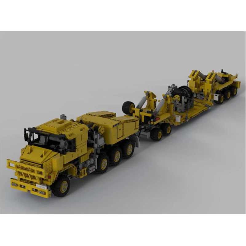 

RC Motor Power Functions Oshkosh M1070 Civil-Version Tractor with Heavy Duty Trailer fit MOC-34732 Building Blocks Bricks Toys