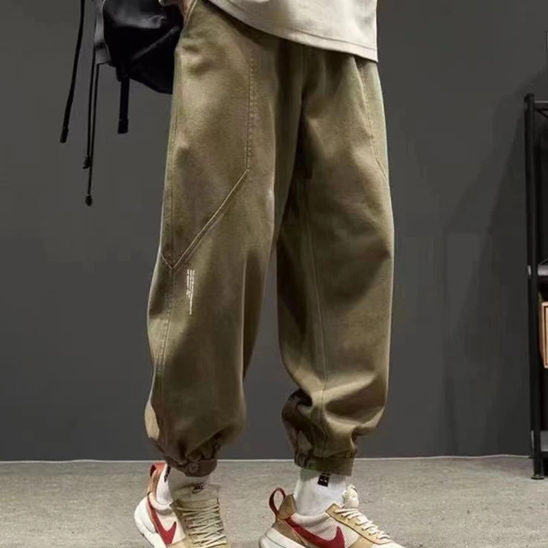 Autumn Winter Men's Streetwear Fashion Trousers Male Loose Casual Patchwork Pockets Sweatpants Homme All-match Pure Cotton Pants