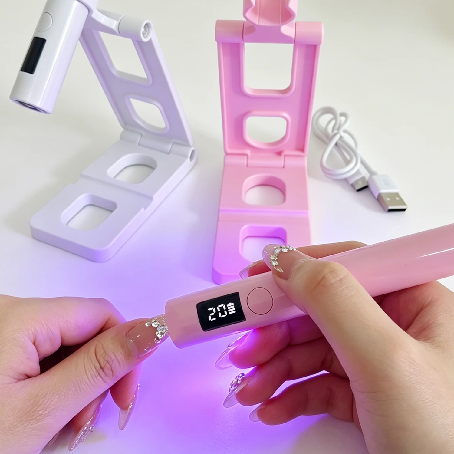 디아나뷰티 UV LED 네일 램프 휴대용 미니 네일 드라이어 2단계 타이머 설..