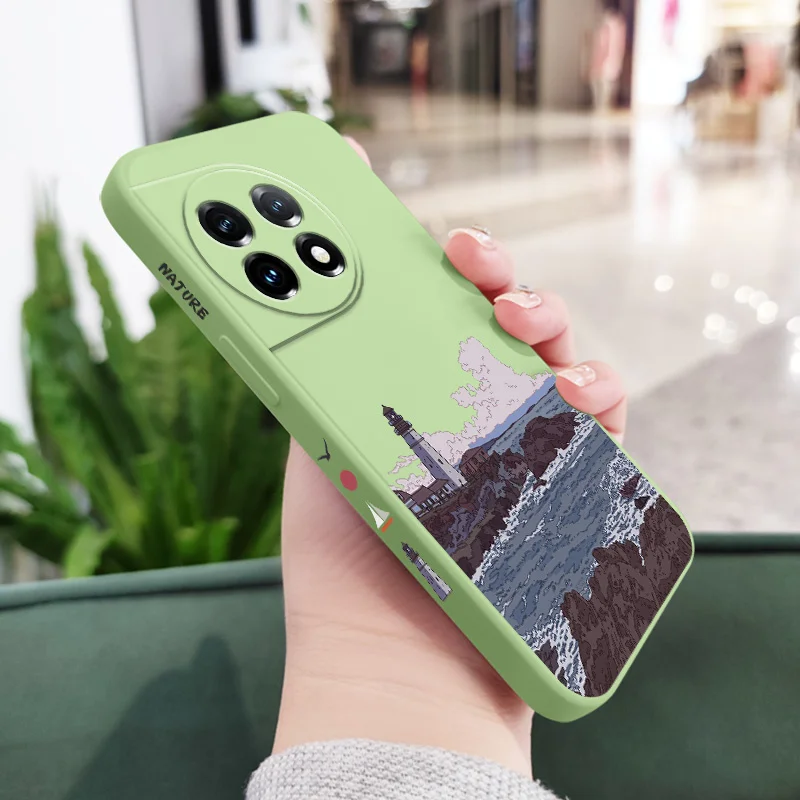 Wave Lighthouse Liquid Silicone Phone Case Cover