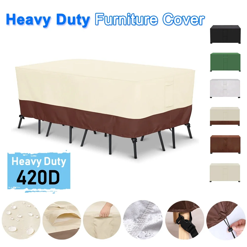 HEAVY DUTY Outdoor Garden Furniture Cover for Sofa Table Chair Patio Waterproof Wind-Proof Anti-UV Against Rain Snow 4