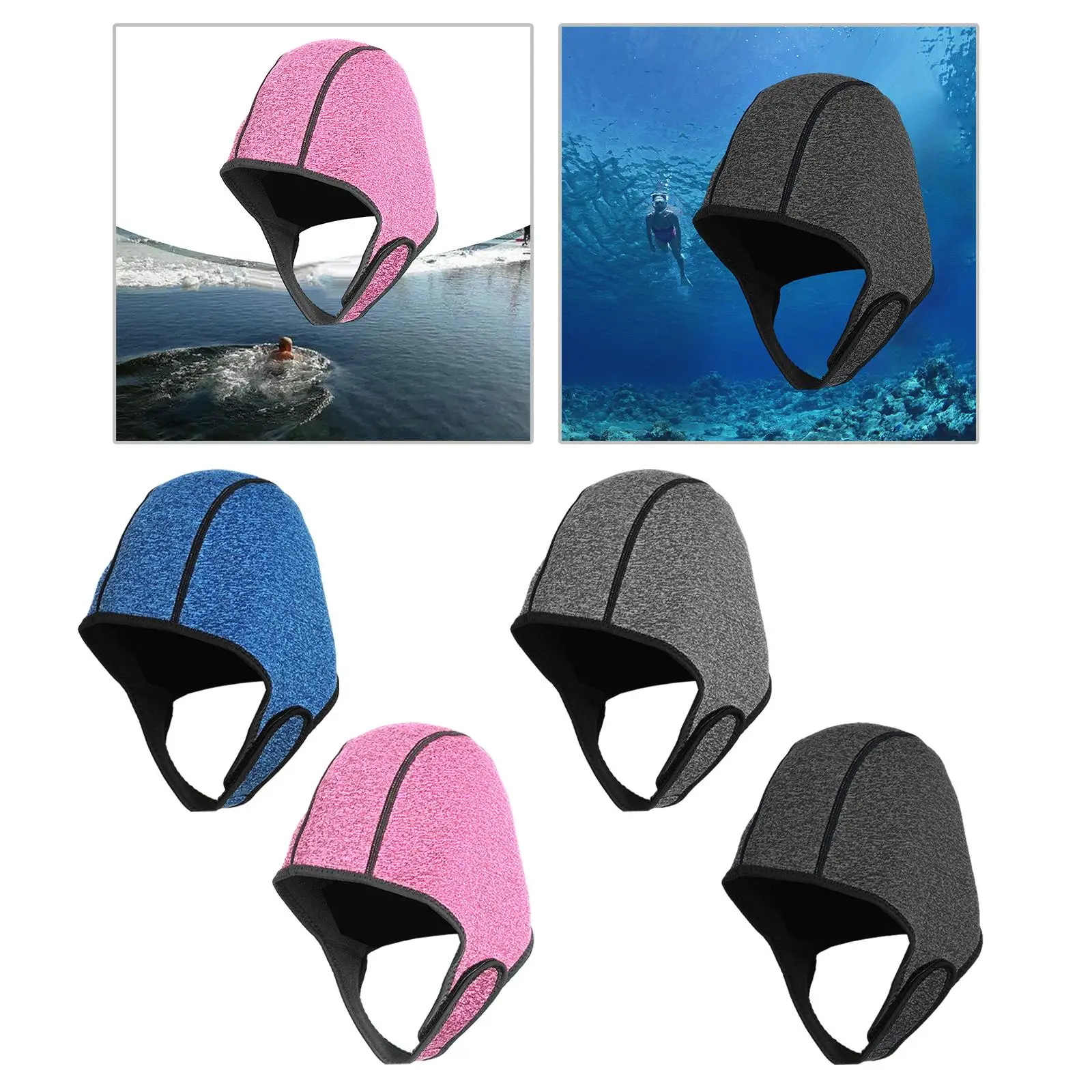 2mm Neoprene Diving Hood Elastic Headgear Swimming Cap Thermal Hood Wetsuit Hood for Water Sports Surfing Sailing Kayak Canoeing