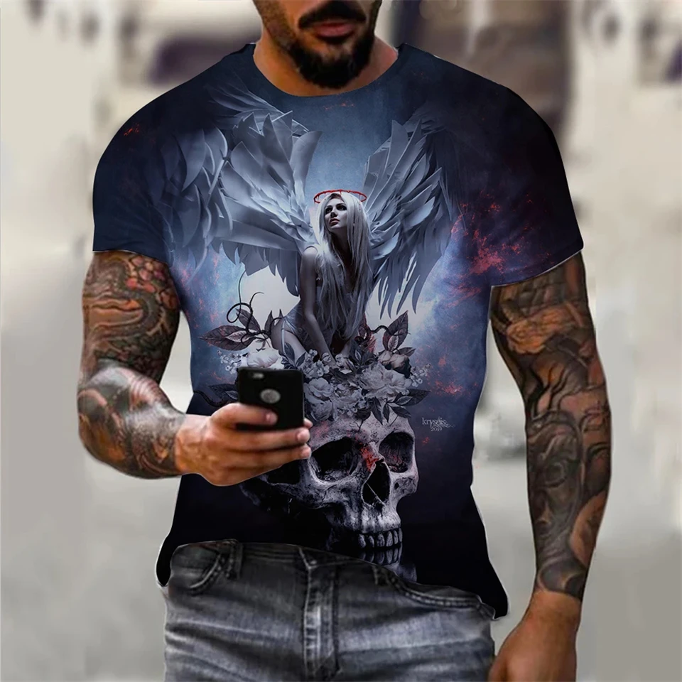 Arte Nera Con Faccia Di Teschio Per Amante Scheletro Costume T-shirt da uomo con stampa posteriore