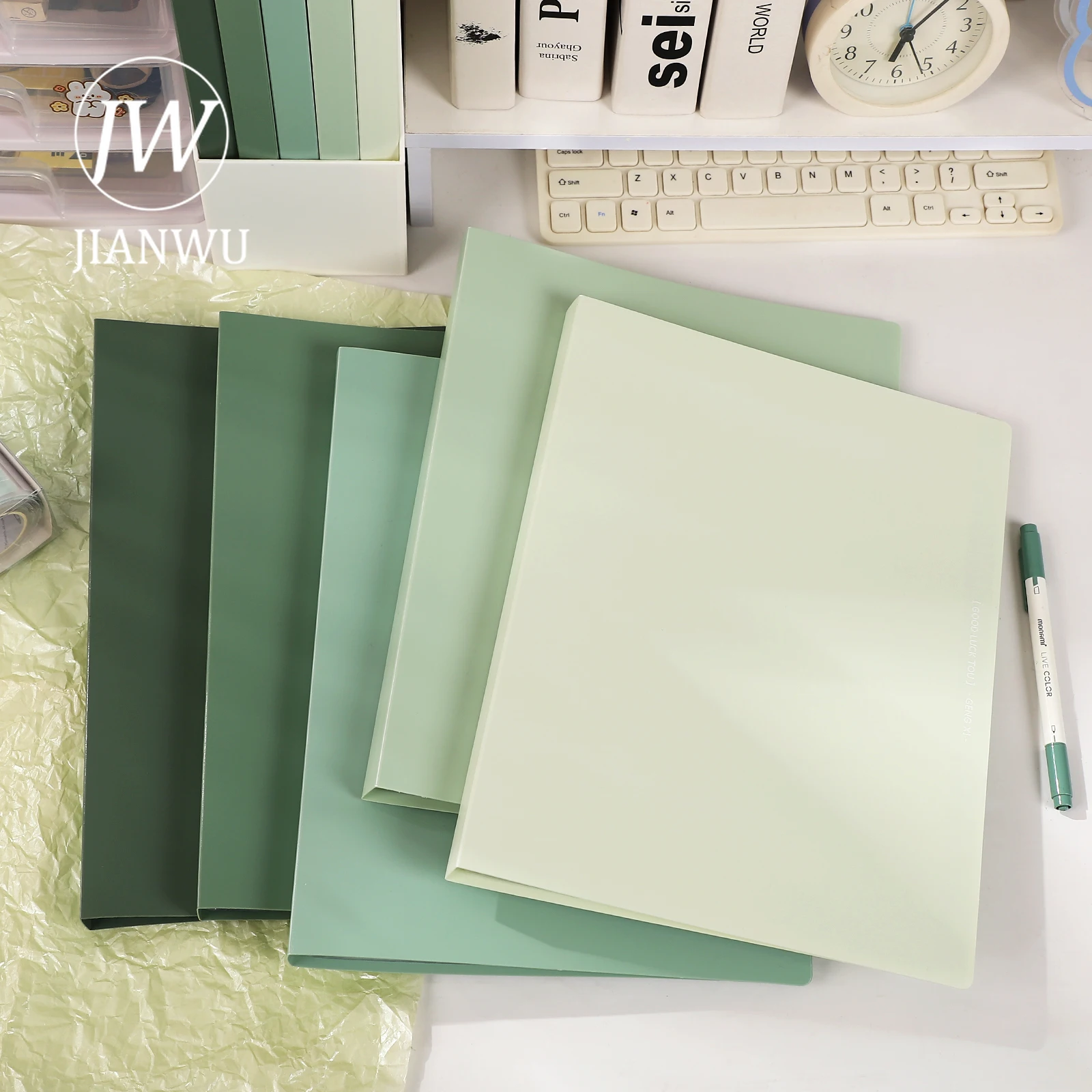 JIANWU Gradient Color Folder 30 Pages A4 Transparent Inner Page Data Book  Large Capacity File Folder Creative DIYStationery - JianWu Official Store