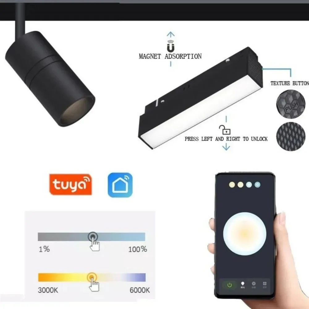 Modern Magnetic Track Light System DC48V Indoor without Main Lighting Series Living Room Ceiling LED Rail Floodlight Spotlights 4