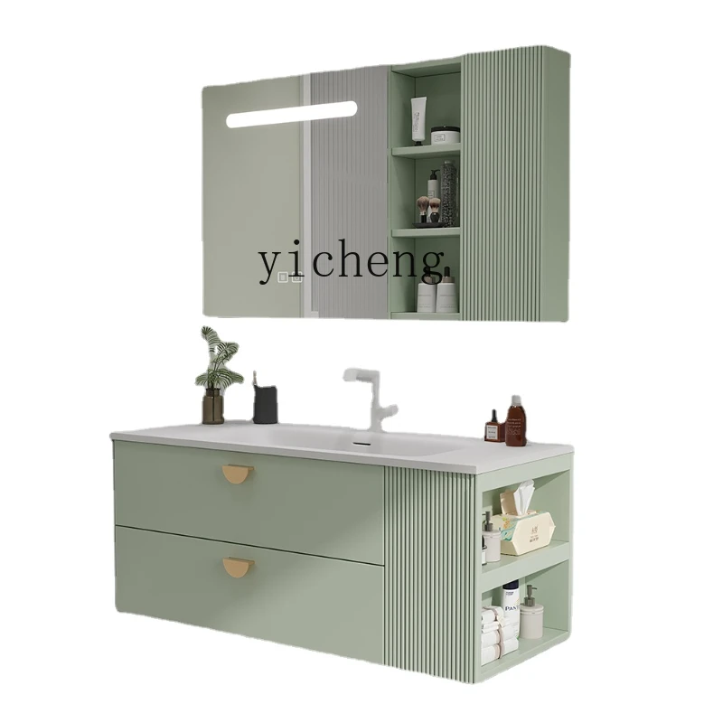 

XL Bathroom Cabinet Whole Washbin Ceramic Oak Washbasin Mirror Cabinet Combination Bathroom Table