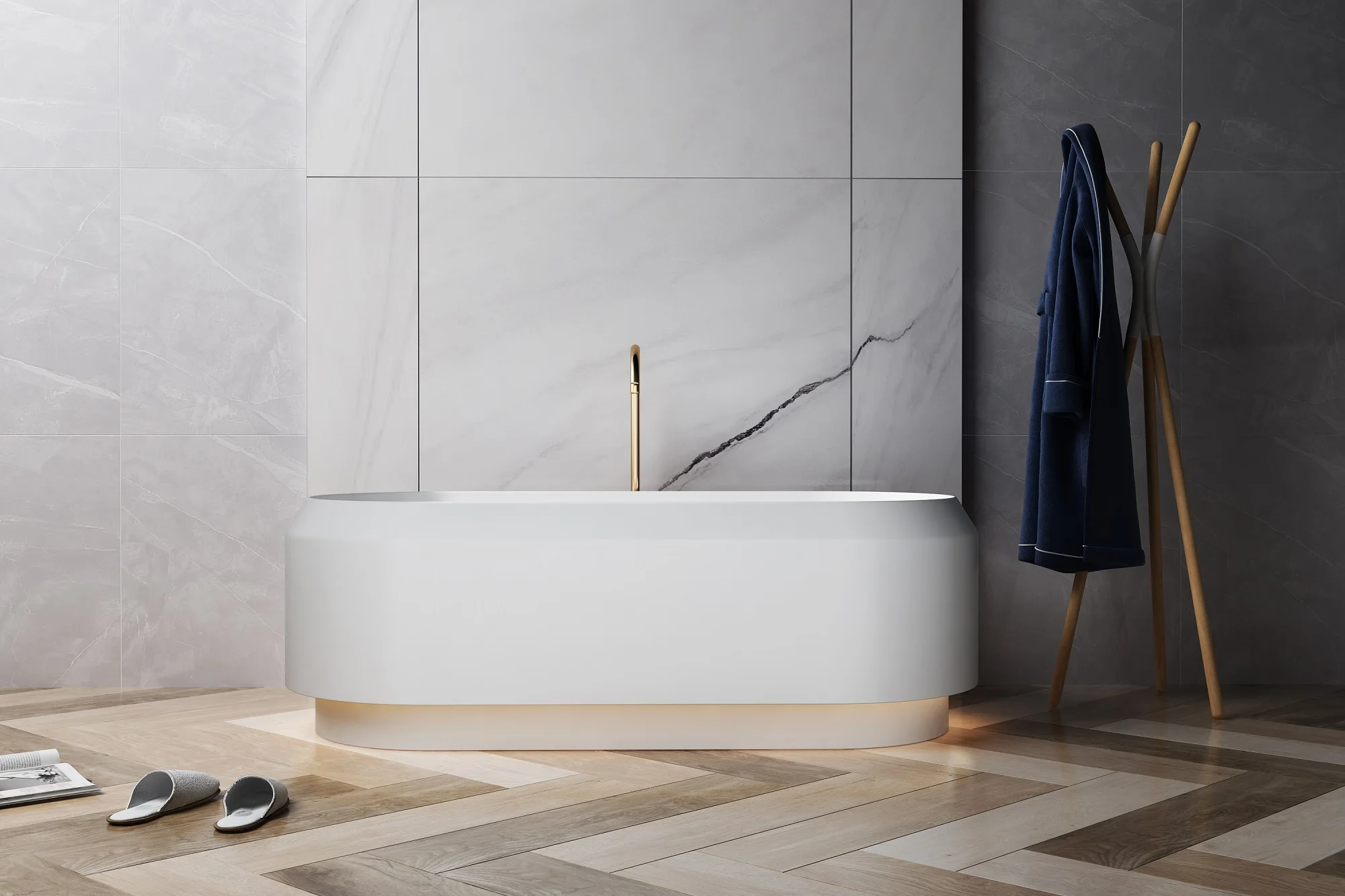 Free Standing Bathtub Hotel Bathroom Indoor Solid Surface Oval Adult Acrylic Free Standing Soaking Bath Tub Stone Bathtub Marbl