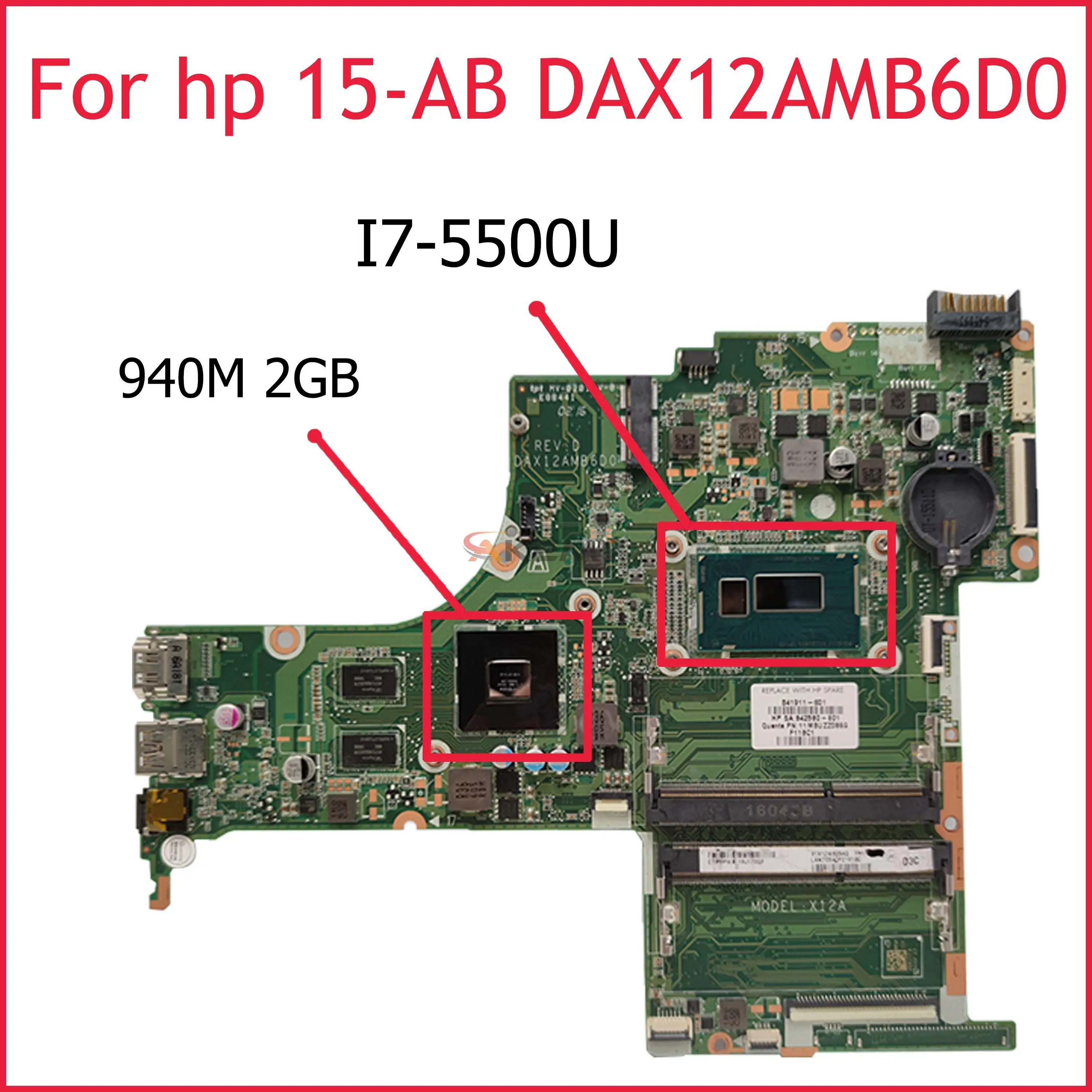 809045-001 809045-601 для HP Pavilion 15-AB материнская плата ноутбука DAX12AMB6D0 SR23W I7-5500U 940M 2 Гб
