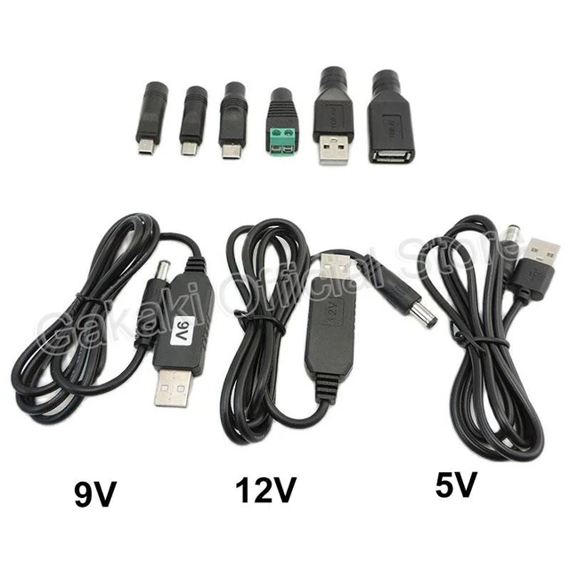 USB 5V to DC 5V 9V 12V Mirco USB Mini 5pin Type C Power Boost Line Step UP  Module USB Converter Adapter Cable 2.1x5.5mm Plug - AliExpress