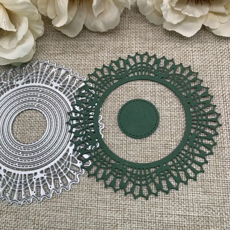 6Pcs 레이스 디스크 프레임 DIY Scrapbooking 장식 공예 다이 커팅 템플릿 금형에 대 한 금속 절단 다이 스텐실