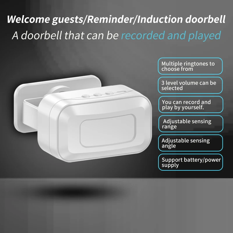 CACAZI Waterproof Welcome Guest Motion PIR Sensor Security Alarm Wireless Doorbell for Smart Home Outdoor Door Bell Store Shop