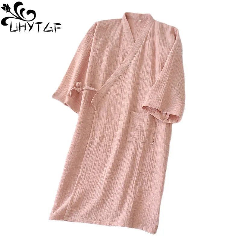 

Ночная сорочка UHYTGF для пар, женское платье, женский кардиган с коротким рукавом, одежда для сна, женская тонкая Домашняя одежда, 2666