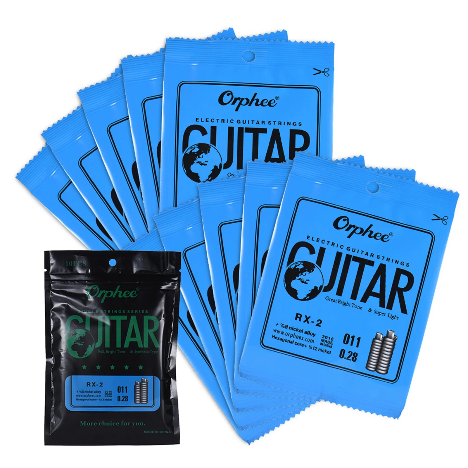 Guitar strings musical instruments accessories guitar parts Orphee RX-1 single string replacement for electric guitar 1st E-String (.009) 10-Pack nickel alloy super light tension 85cm